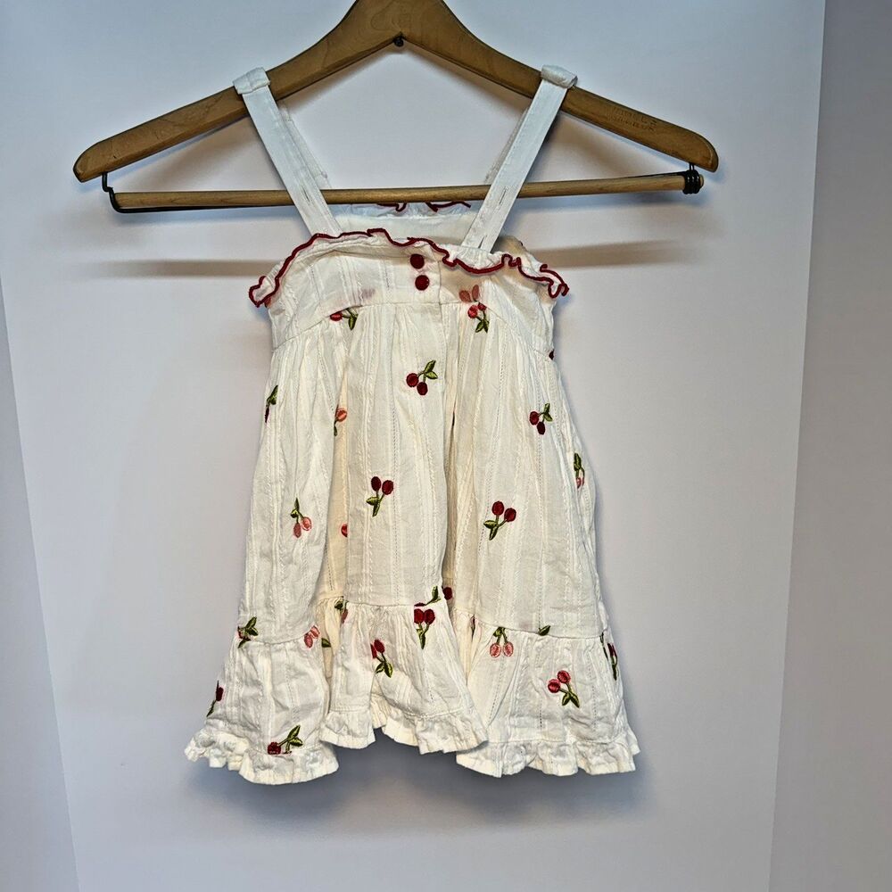 Flapdoodles Cherry Cherries Dress Size 18 Months toddler girl Sun Straps Lined